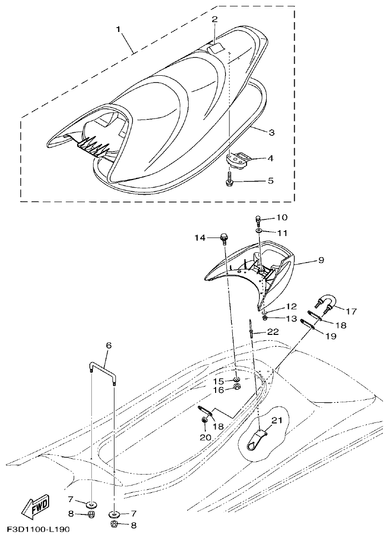 Yamaha F3D3 SEAT & UNDER LOCKER parts diagram